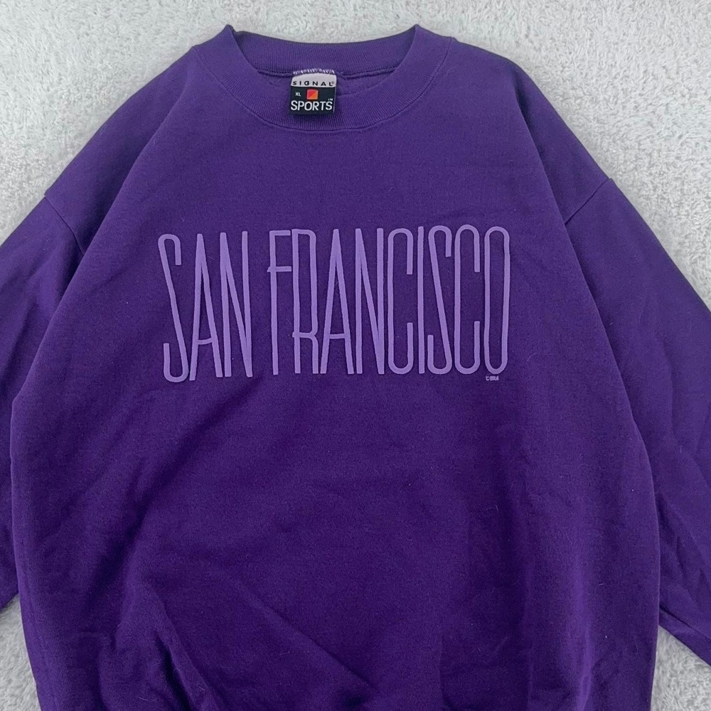 Vintage 90s San‎ Francisco California Sweatshirt Mens Medium Purple Crewneck 80s